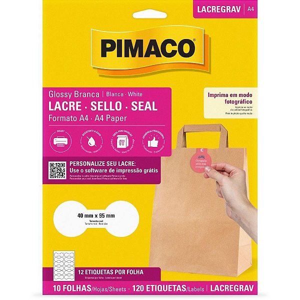 Etiqueta A4 Lacre Gravata 40X95MM 10 Folhas Caixa com 120