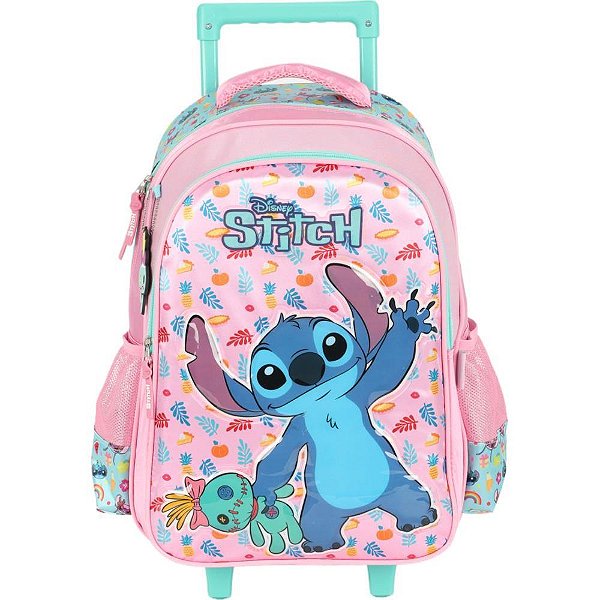 Mochila Infantil com Rodinha STITCH G Rosa