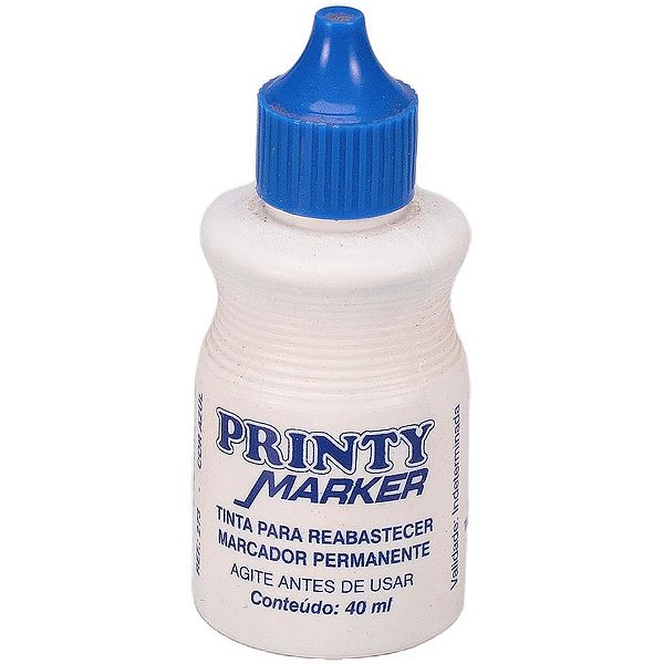 Tinta Marcador Permanente Reabastecedor 40ML Azul - Caixa com 12 Unidades