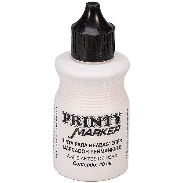 Tinta Marcador Permanente Reabastecedor 40ML Preto Caixa com 12