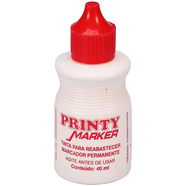 Tinta Marcador Permanente Reabastecedor 40ML Vermelho Caixa com 12