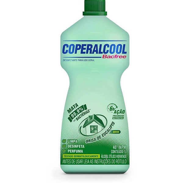 álcool Coperalcool Bacfree 46° INPM Eucalipto 1L Caixa com 12