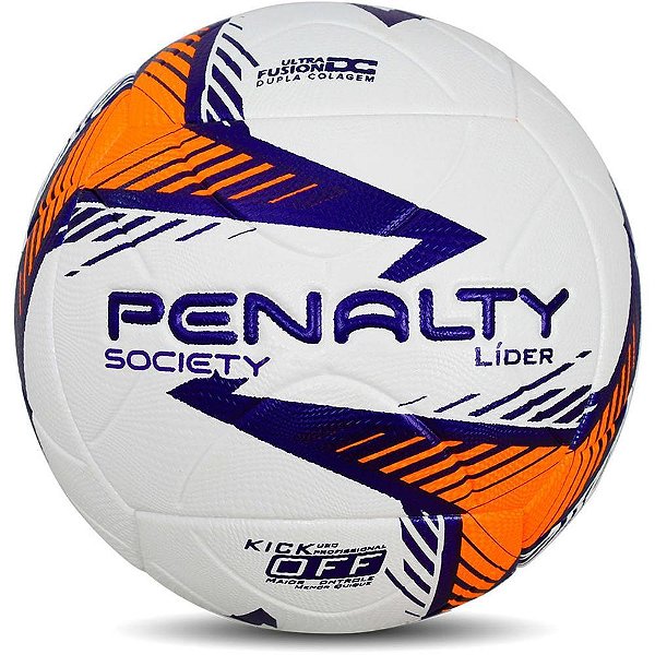 Bola de Futebol Society Líder XXIV Branca - Laranja - Roxa