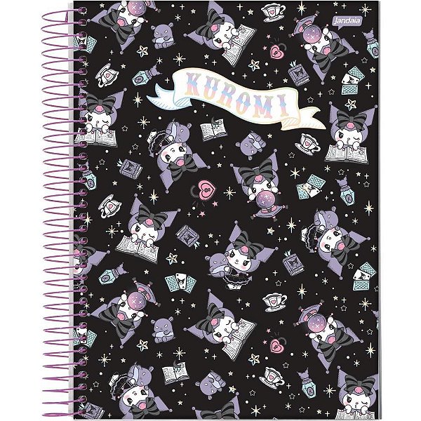 Caderno 01X1 Capa Dura Kuromi 80 FLS Pacote com 04