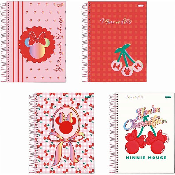Caderno 01X1 Capa Dura Minnie ARTS 80 Folhas Pacote com 04