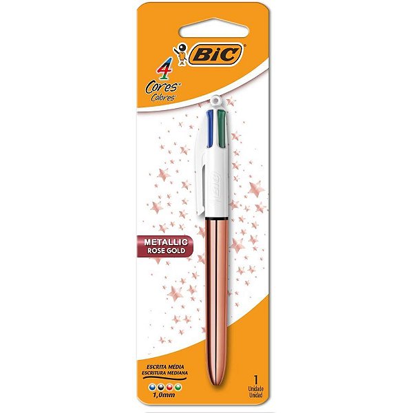Caneta Esferográfica BIC 4 Cores Rose GOLD Blister