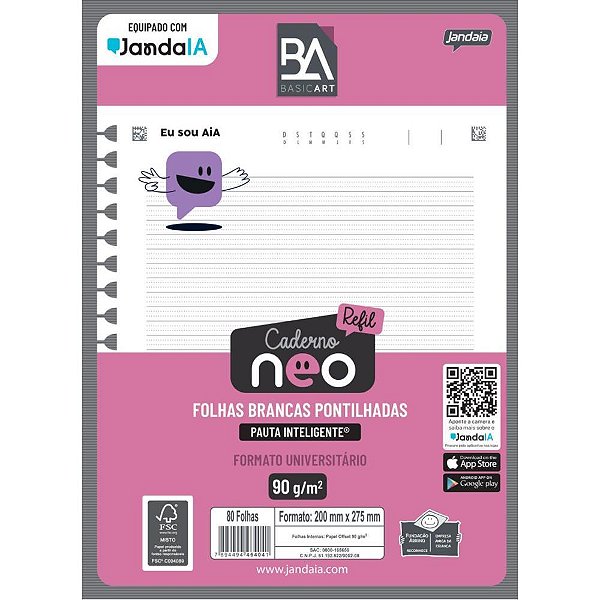 Refil para Caderno Neo Pautado 80 Folhas