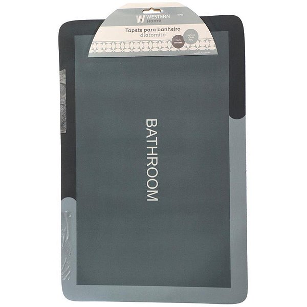Tapete para Banheiro Retangular 58X38CM - PRETO/BRANCO