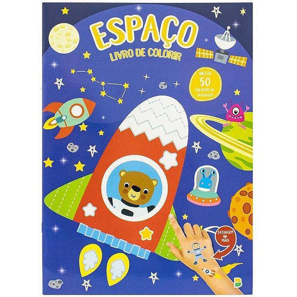 Livro Brinquedo Ilustrado com Tatuagens Espaço - 50 Adesivos