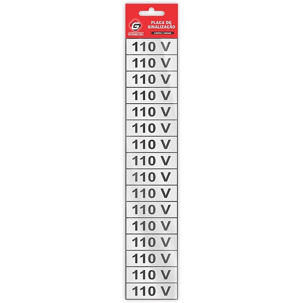 Placa de Sinalização 110V 5X25CM Pacote com 05