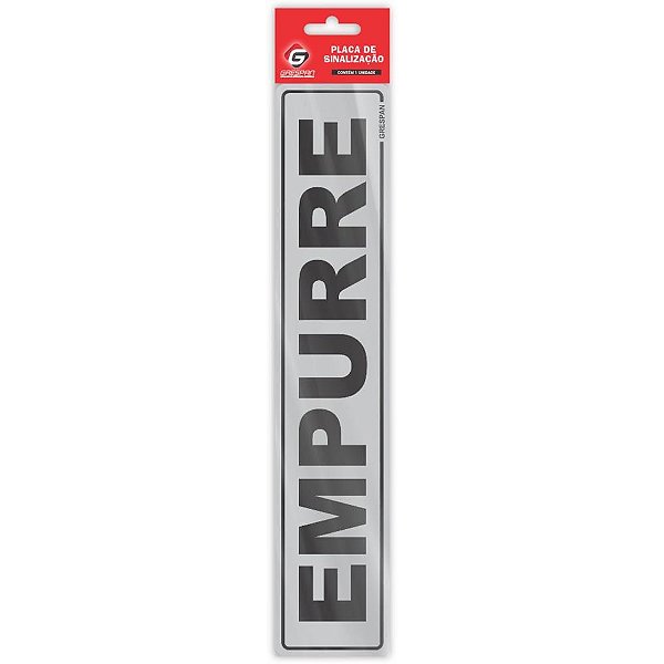 Placa de Sinalização Empurre 5X25CM Pacote com 5 Unidades