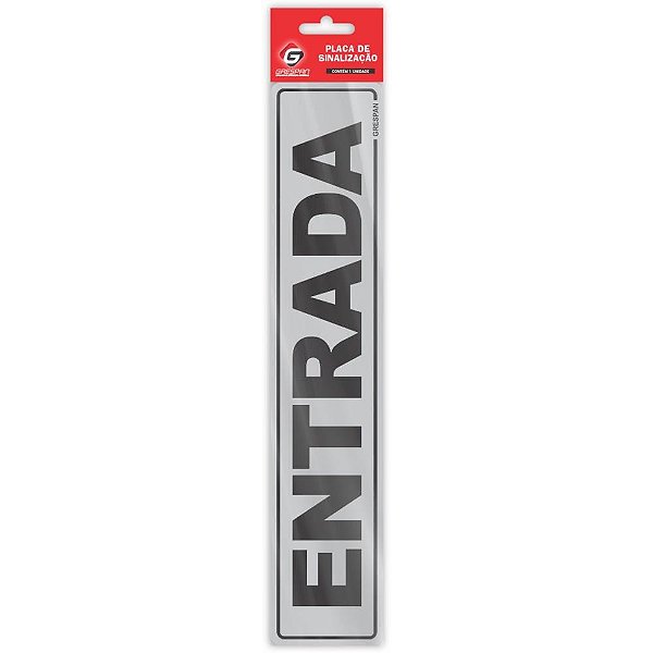 Placa de Sinalização Entrada 5X25CM Pacote com 05