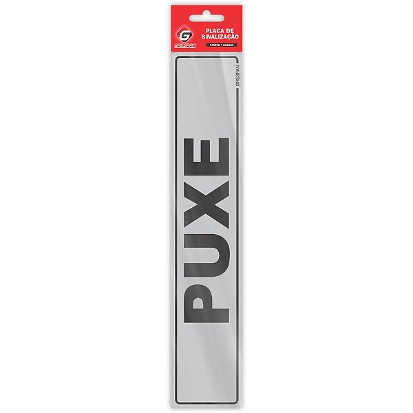 Placa de Sinalização Puxe 5X25CM Pacote com 5 Unidades