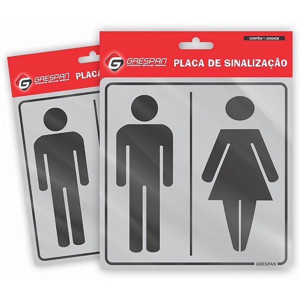 Placa de Sinalização WC MASCULINO/FEMININO 15X15CM Pacote com 05