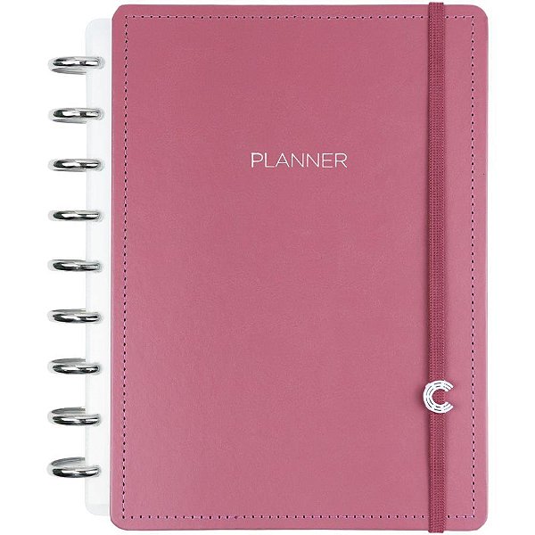 Caderno Inteligente Planner Médio Guava 168 Folhas com Divisórias e Adesivos