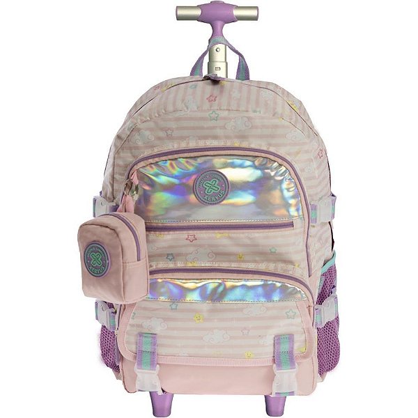 Mochila com Rodinha Petit Sweet Dreams com Chaveiro e Detalhes Holográficos
