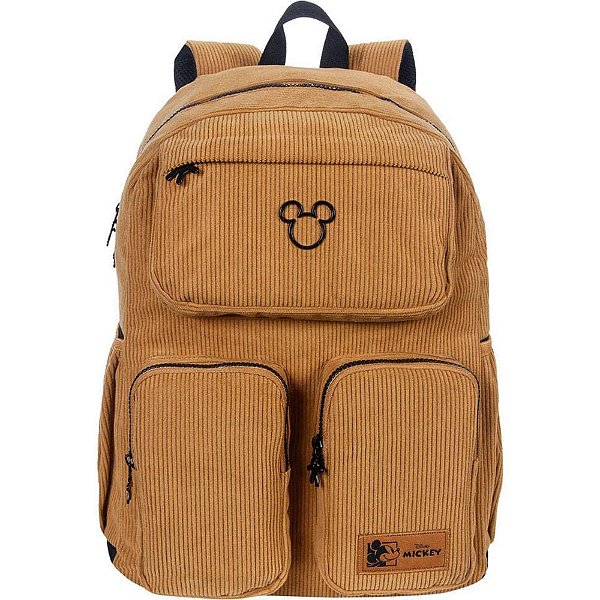Mochila Mickey Teen Veludo Cotelle Marrom