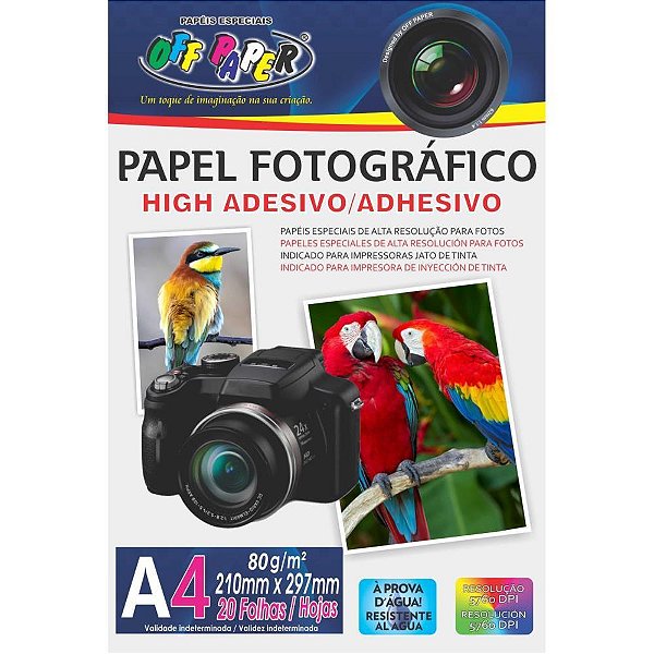 Papel Fotográfico INKJET A4 HIGH GLOSSY Adesivo 80G - Pacote com 20 Folhas