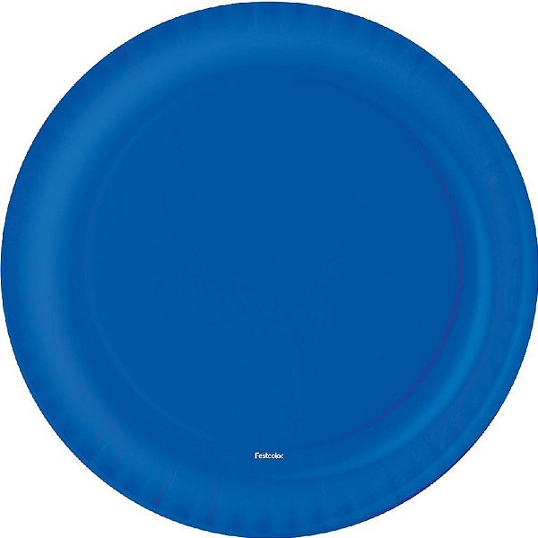 Prato Descartável de Papel Redondo Azul Escuro 18CM - Pacote com 8 Unidades