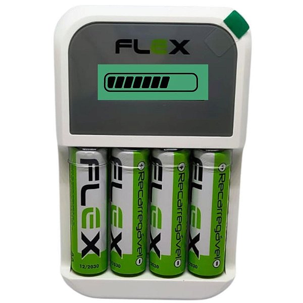 Carregador de Pilhas Bivolt para 4 Pilhas AA/AAA com 2900MAH - Display Digital
