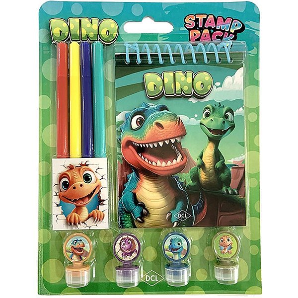 Livro Infantil de Colorir STAMP PACK Dinossauros com Carimbos