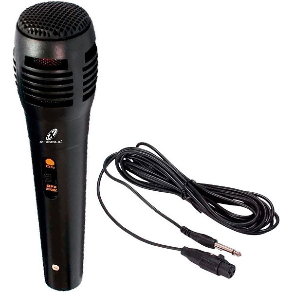 Microfone Dinâmico com Fio 3 Metros Preto X-CELL XC-MI-01