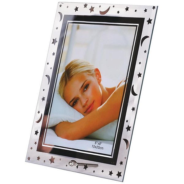PORTA-RETRATO de Vidro Estrela e Lua 15X20 CM