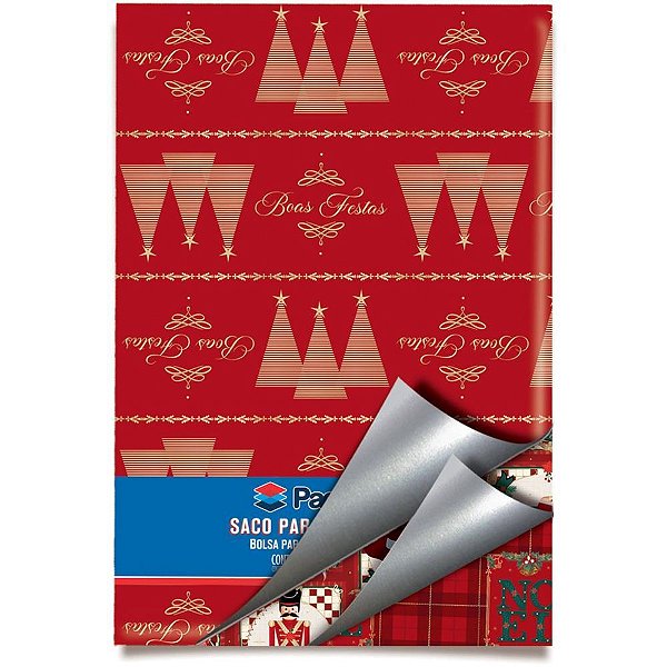Saco Metalizado de Natal 35X54 CM Sortido - Pacote com 100 Unidades