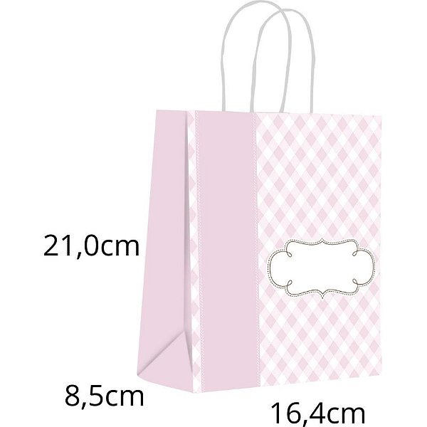 Sacola para Presente Decorada BABY Rosa P 16,4 CM X 21 CM X 8,5 CM – Pacote com 10 Unidades