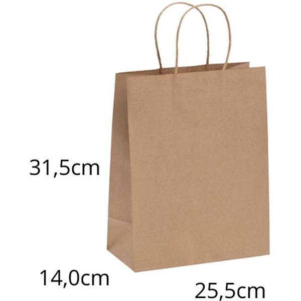 Sacola para Presente KRAFT M2 25,5X14X31,5CM - Pacote com 10 Unidades