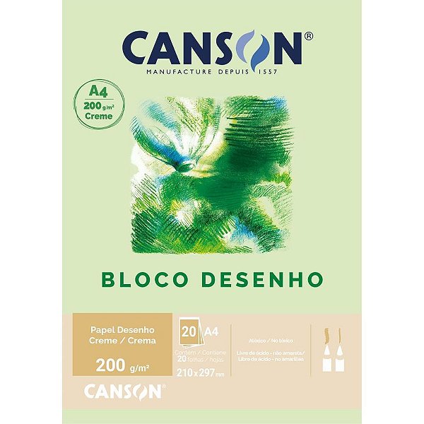 Bloco para Educação Artística Creme A4 200G 20 Folhas Universitário