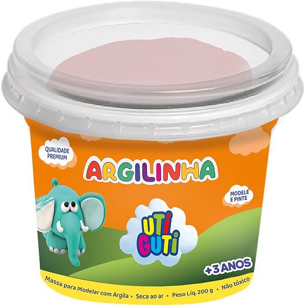 Massa para Modelar Utiguti Argilinha 200G Terracota - Caixa com 12 Unidades