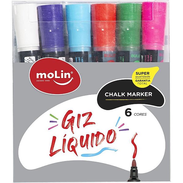 Giz Liquido 6 Cores Estojo