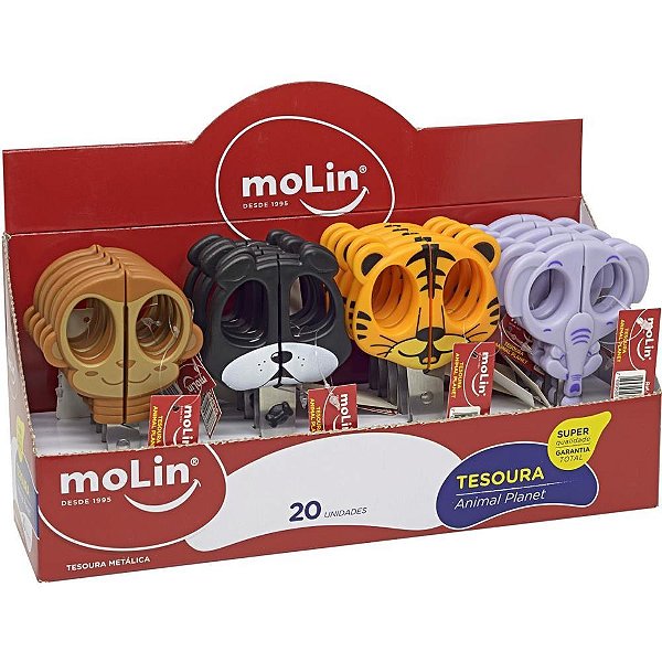 Tesoura Animal Planet 4 Modelos Metálica - Display com 20 Unidades