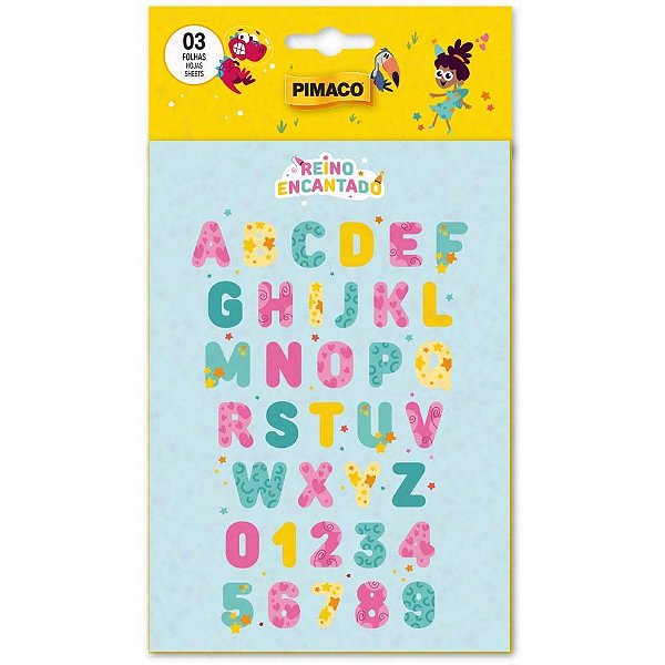 Adesivos Decorados Reino Encantado Letras 3 Folhas - Cartela com 99 Etiquetas