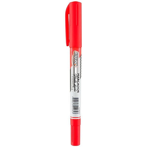 Caneta Marcadora Permanente para CD com Ponta Dupla 2.0MM/0.4MM Vermelha - Caixa com 12 Unidades
