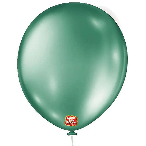 Balão 16" Liso Metalizado Verde Pacote com 10 Unidades