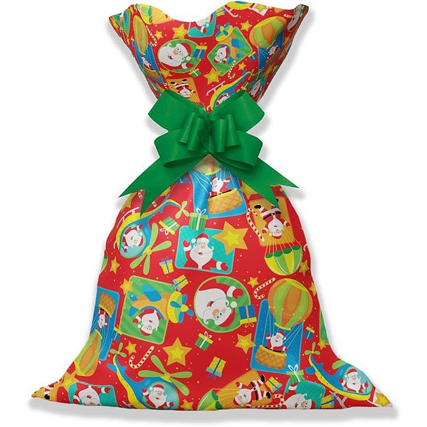 Saco Metalizado de Natal 25X35CM Noel Voador Pacote com 50 Unidades
