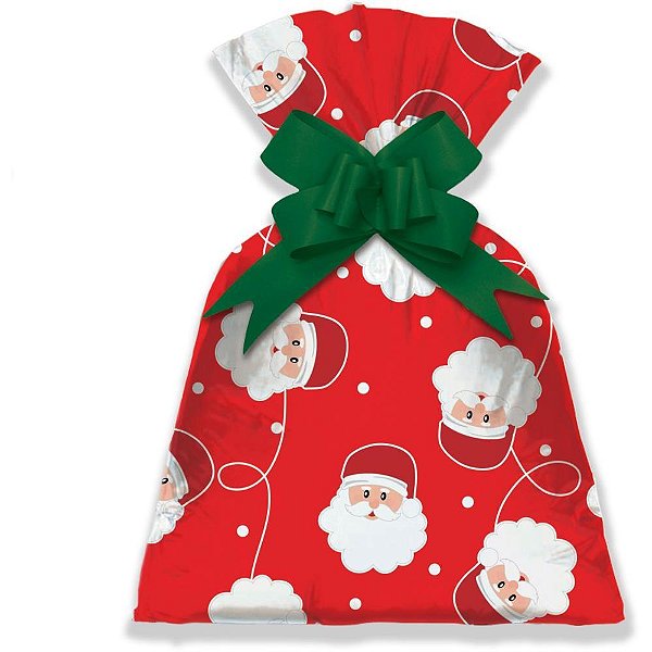 Saco Metalizado de Natal 58X89CM Papai Noel Pacote com 25 Unidades
