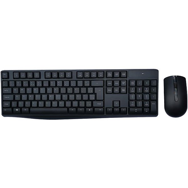 Kit Periféricos Teclado + Mouse SLIM sem Fio Preto