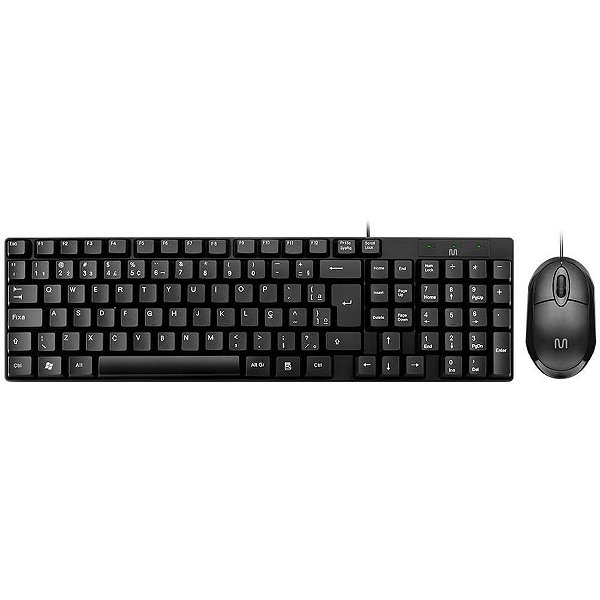 Kit Periféricos Teclado + Mouse com Fio Preto