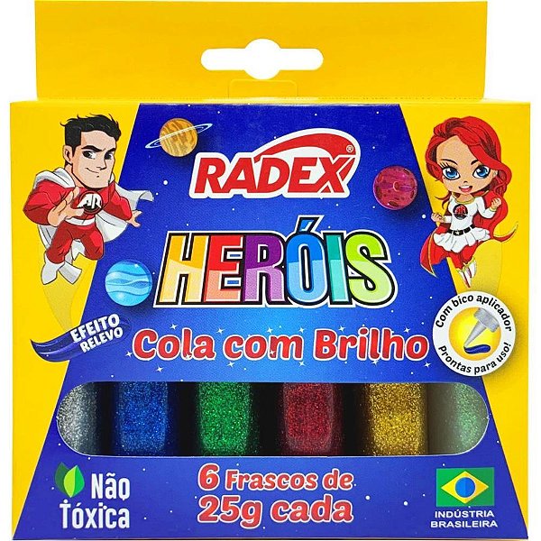 Cola com Glitter 25G - Estojo com 6 Cores