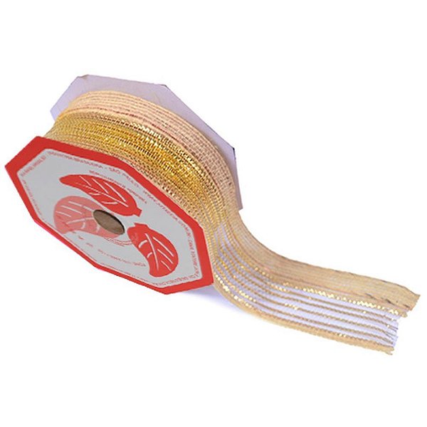 Fita ARAMADA de Juta Sintética Jute 38MMX10M CRU/DOURADO Rolo