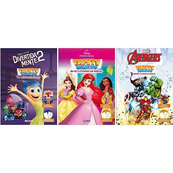 Livro Infantil para Colorir Livro Tapete Disney com Adesivos Pacote com 3