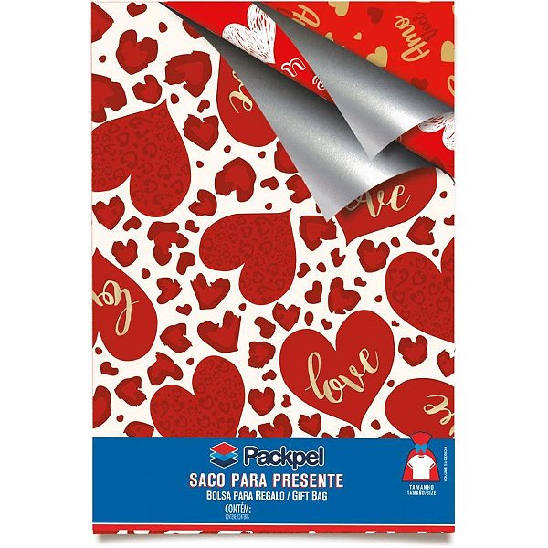 Saco Metalizado 30X45CM Romântico Sortido Pacote com 100