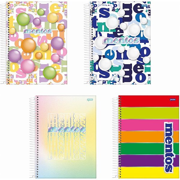 Caderno 1X1 Capa Dura Mentos 80 Folhas Pacote com 4