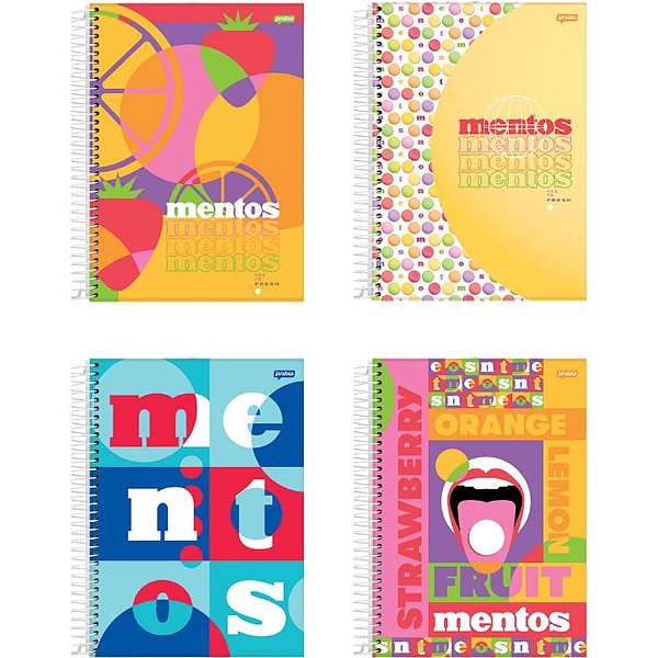 Caderno 10X1 Capa Dura Mentos 160 Folhas Pacote com 4