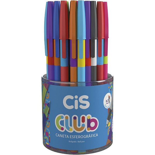 Caneta Esferográfica CIS CLUB 0.7MM Cores Sortidas Display com 50