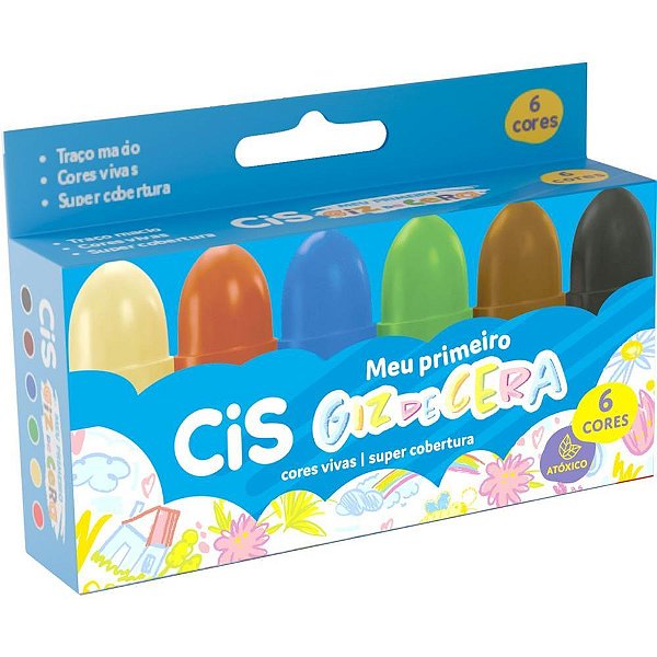 Giz de Cera Jumbo CIS Meu 1º GIZ de Cera 6 Cores Pacote com 12