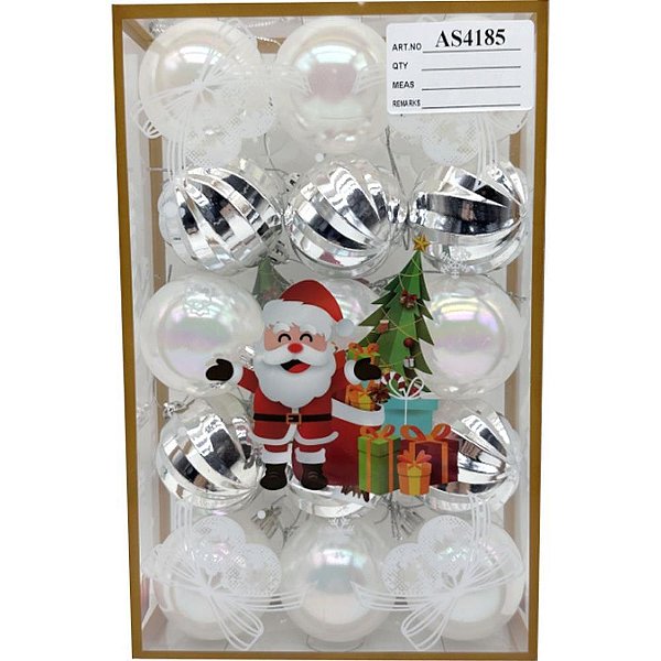 Artigo para Decoração Natal Bola 5CM Prata Caixa com 15
